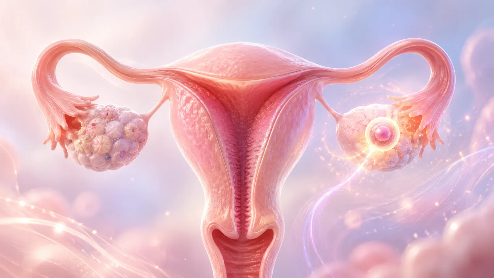 자궁과 난소 일러스트 — 전기자극요법
